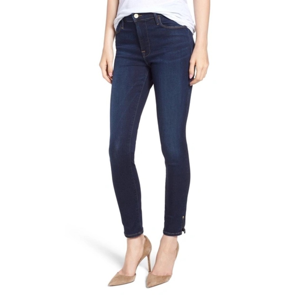 Frame Jeans Womens 26 Le High Slit Hem Ankle Stretch Classic Capsule Luxe Denim